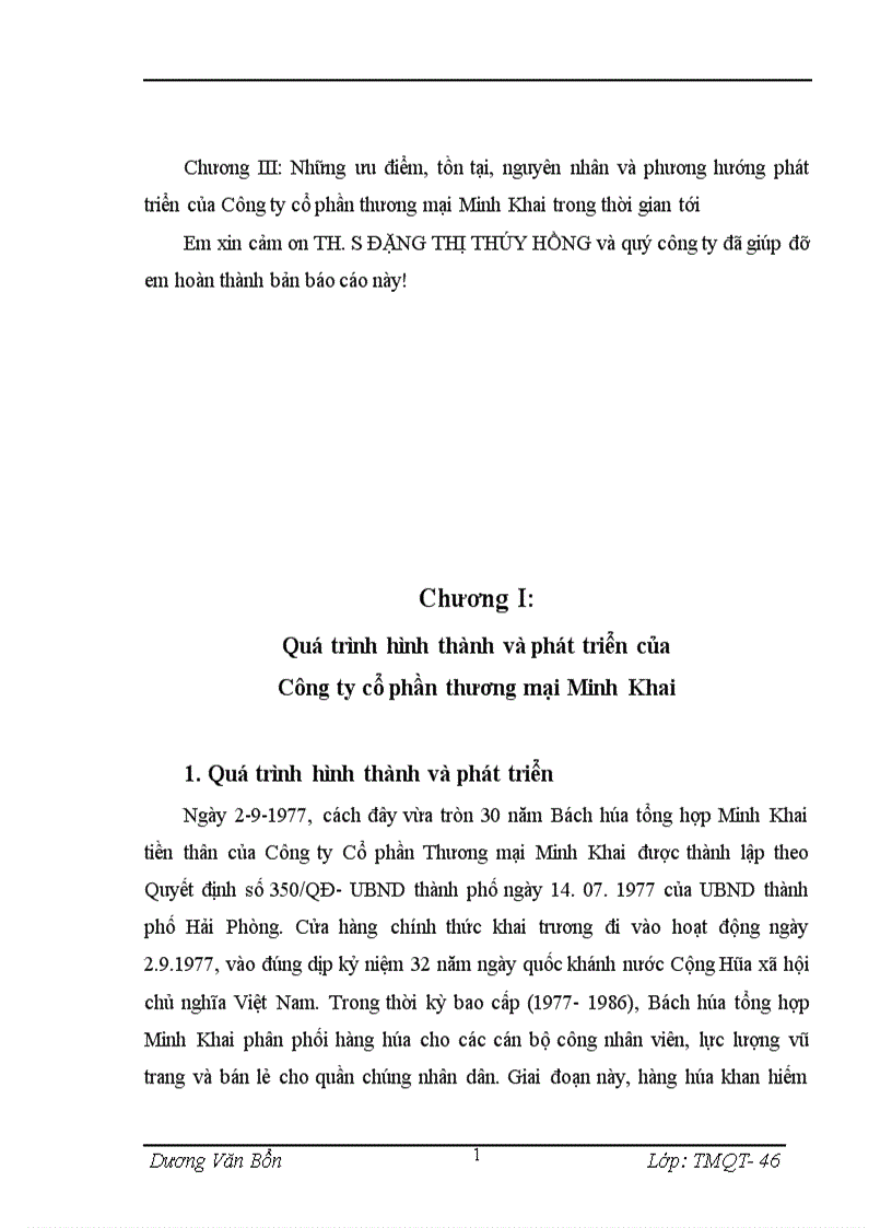 image for page Tình hình thực trạng kinh doanh của Công ty cổ phần thương mại Minh Khai