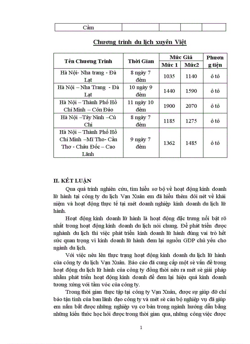 image for page Báo cáo thực tập tại công ty du lịch Vạn Xuân