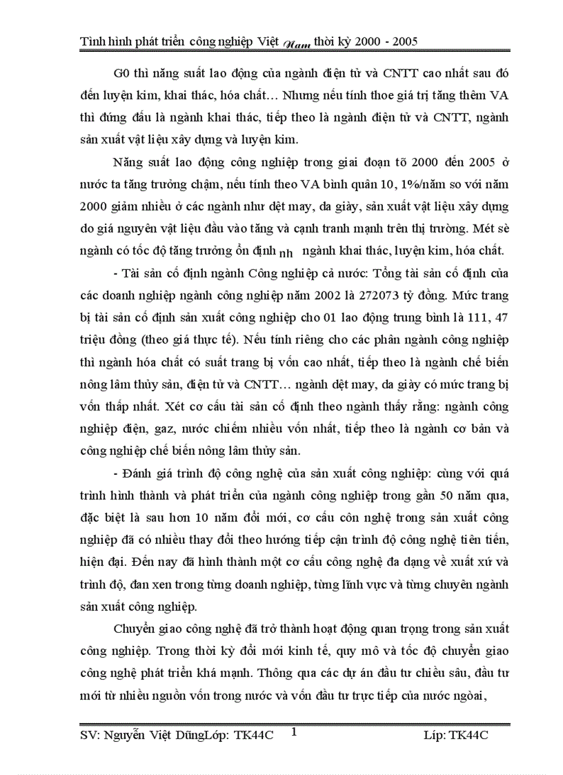 image for page Vận dụng phương pháp dãy số thời gian phân tích tình hình phát triển công nghiệp Việt Nam từ 2000 2005 và dư đoán ngắn hạn đến 2007