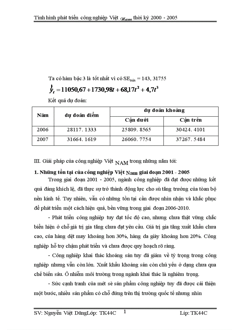 image for page Vận dụng phương pháp dãy số thời gian phân tích tình hình phát triển công nghiệp Việt Nam từ 2000 2005 và dư đoán ngắn hạn đến 2007