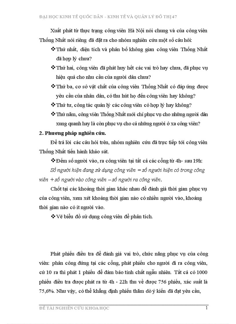 image for page Đánh giá thực trạng công viên Thống Nhất