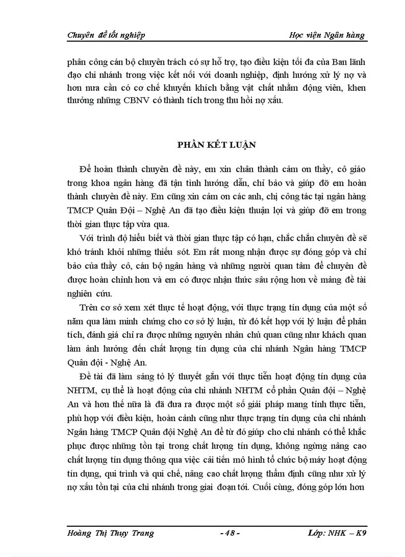 image for page Nâng cao chất lượng tín dụng đối với Chi nhánh ngân hàng TMCP Quân đội Nghệ An