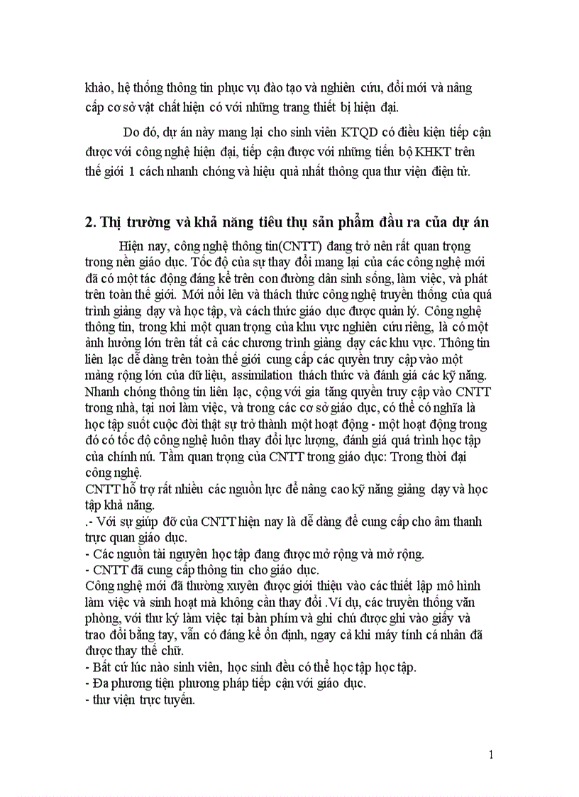 image for page Thị trường và khả năng tiêu thụ sản phẩm đầu ra của dự án