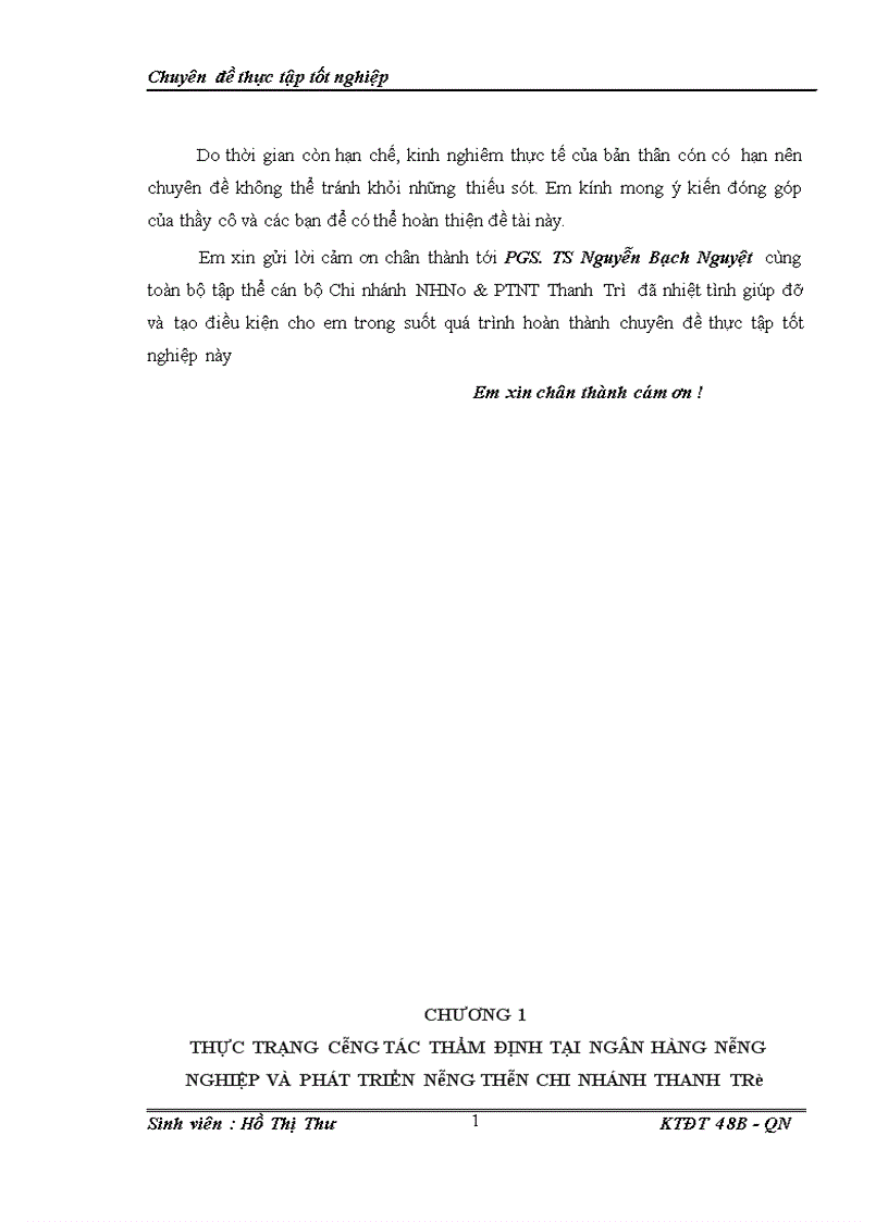 image for page Hoàn thiện công tác thẩm định dự án đầu tư tại ngân hàng nông nghiệp và phát triển nông thôn chi nhánh thanh trì 1