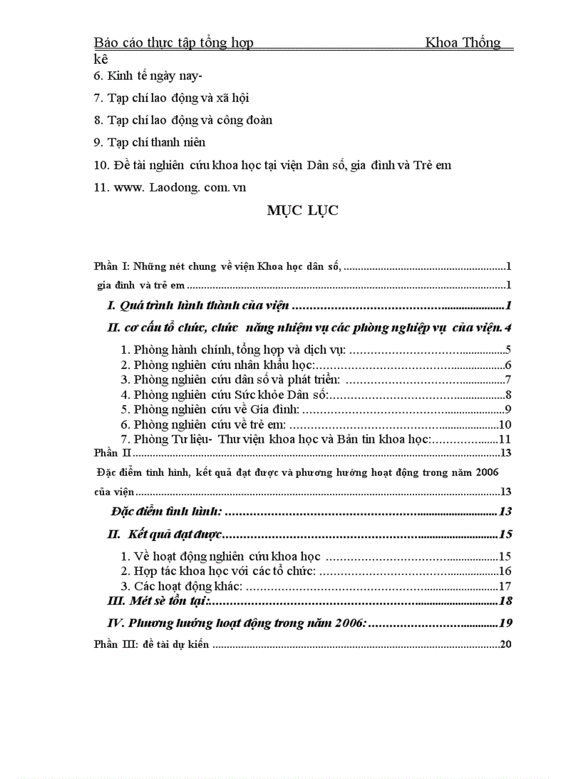 image for page Báo cáo tổng hợp về viện Khoa học dân số