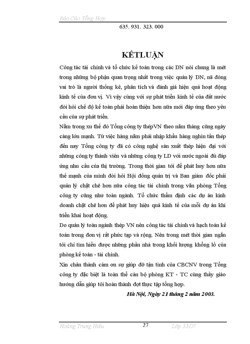 image for page Tình Hình Tổ Chức Thực Hiện Công tác kế toán ở tổng công ty thép Việt Nam