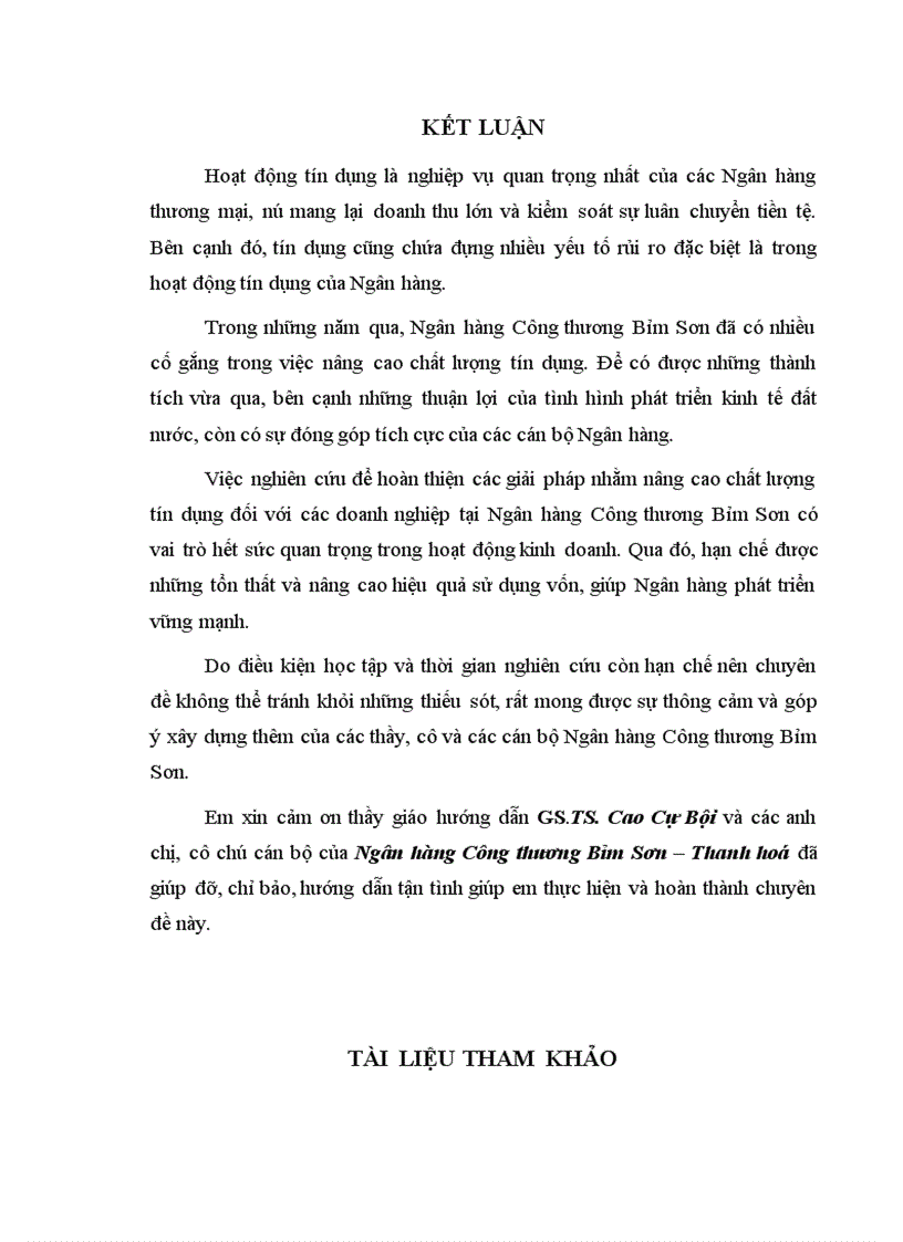 image for page Nâng cao chất lượng tín dụng đối với doanh nghiệp tại Ngân hàng Công thương Bỉm Sơn 1