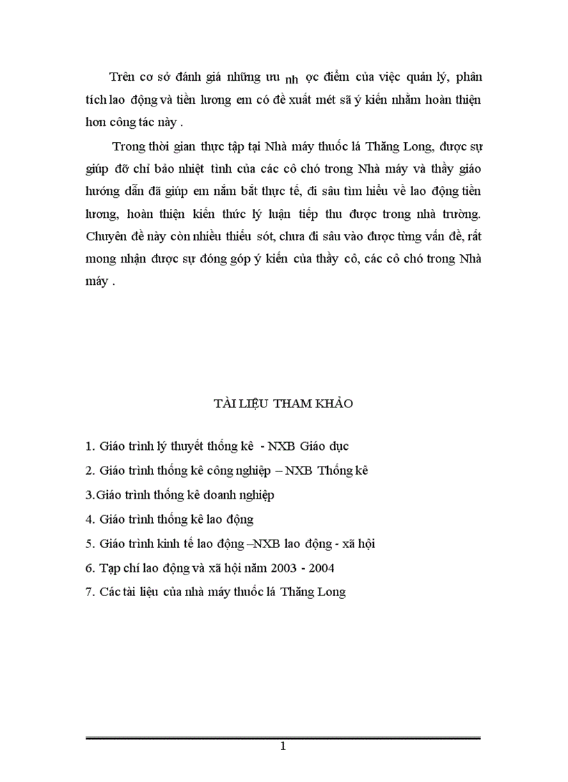 image for page Vận dụng một số phương pháp thống kê phân tích tình hình lao động và tiền lương ở Nhà máy thuốc lá Thăng Long thời kỳ 1995 2004
