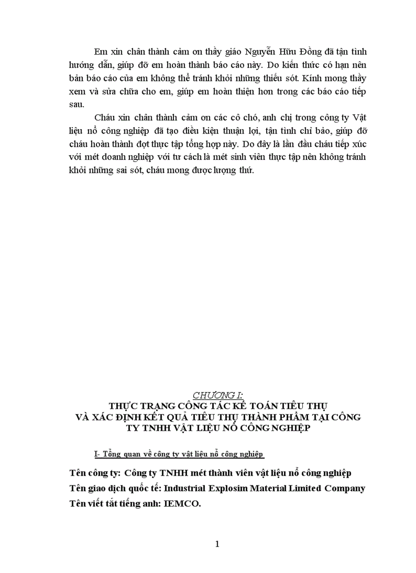image for page Hoàn thiện công tác kế toán tiêu thụ và xác định kết quả tiêu thụ thành phẩm ở Công ty TNHH Vật liệu nổ công nghiệp 1