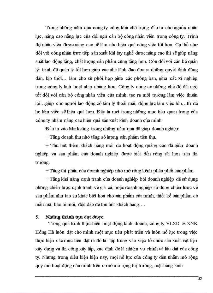 image for page Đầu tư nâng cao hiệu quả sản xuất kinh doanh ở công ty VLXD XNK Hồng Hà