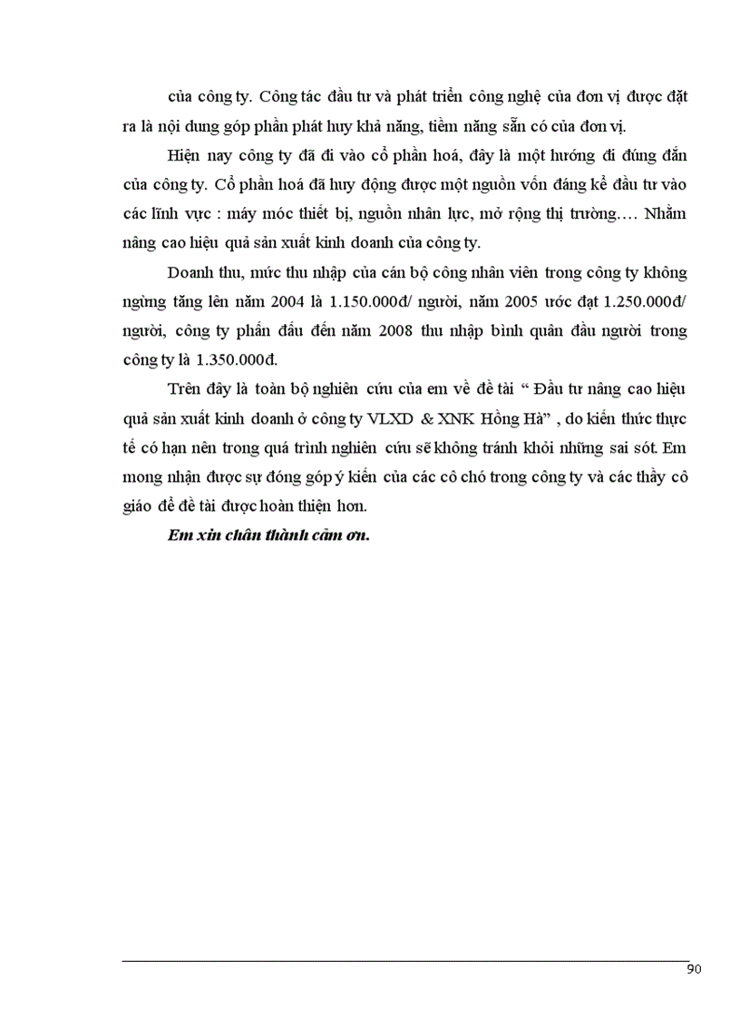 image for page Đầu tư nâng cao hiệu quả sản xuất kinh doanh ở công ty VLXD XNK Hồng Hà