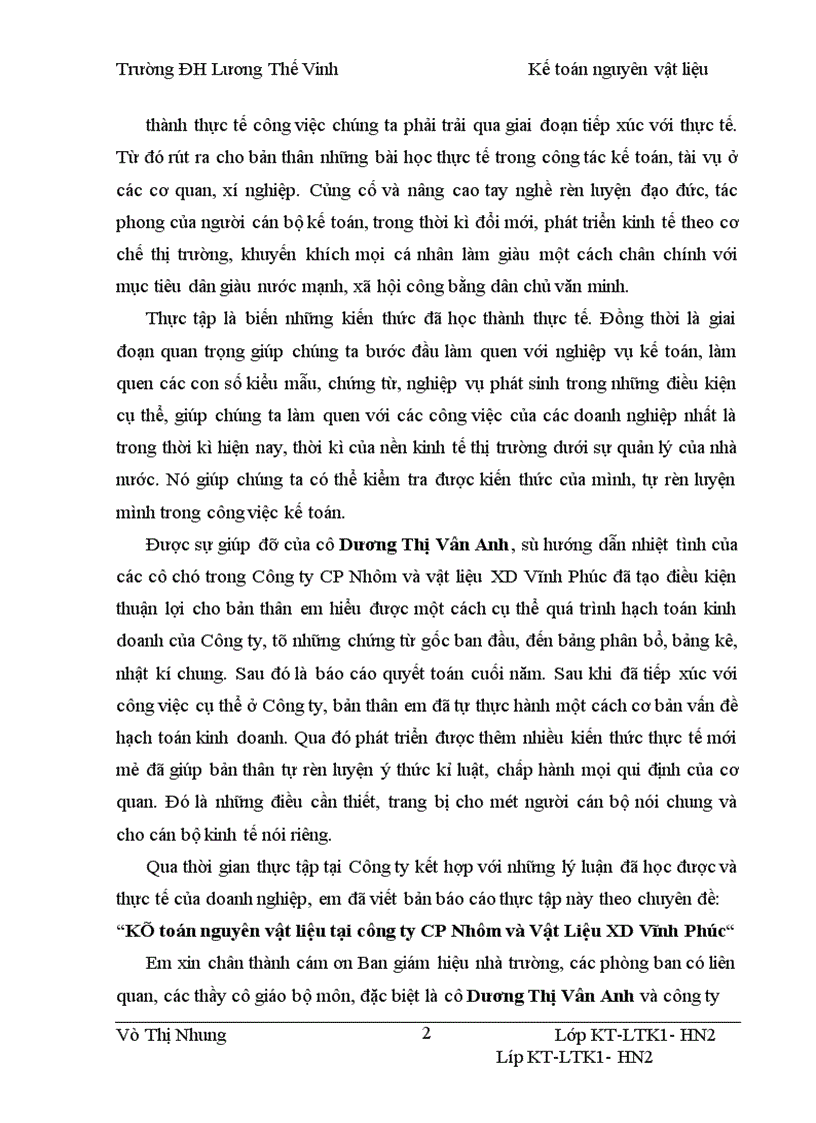 image for page Kế toán nguyên vật liệu tại công ty CP Nhôm và Vật Liệu XD Vĩnh Phúc 1