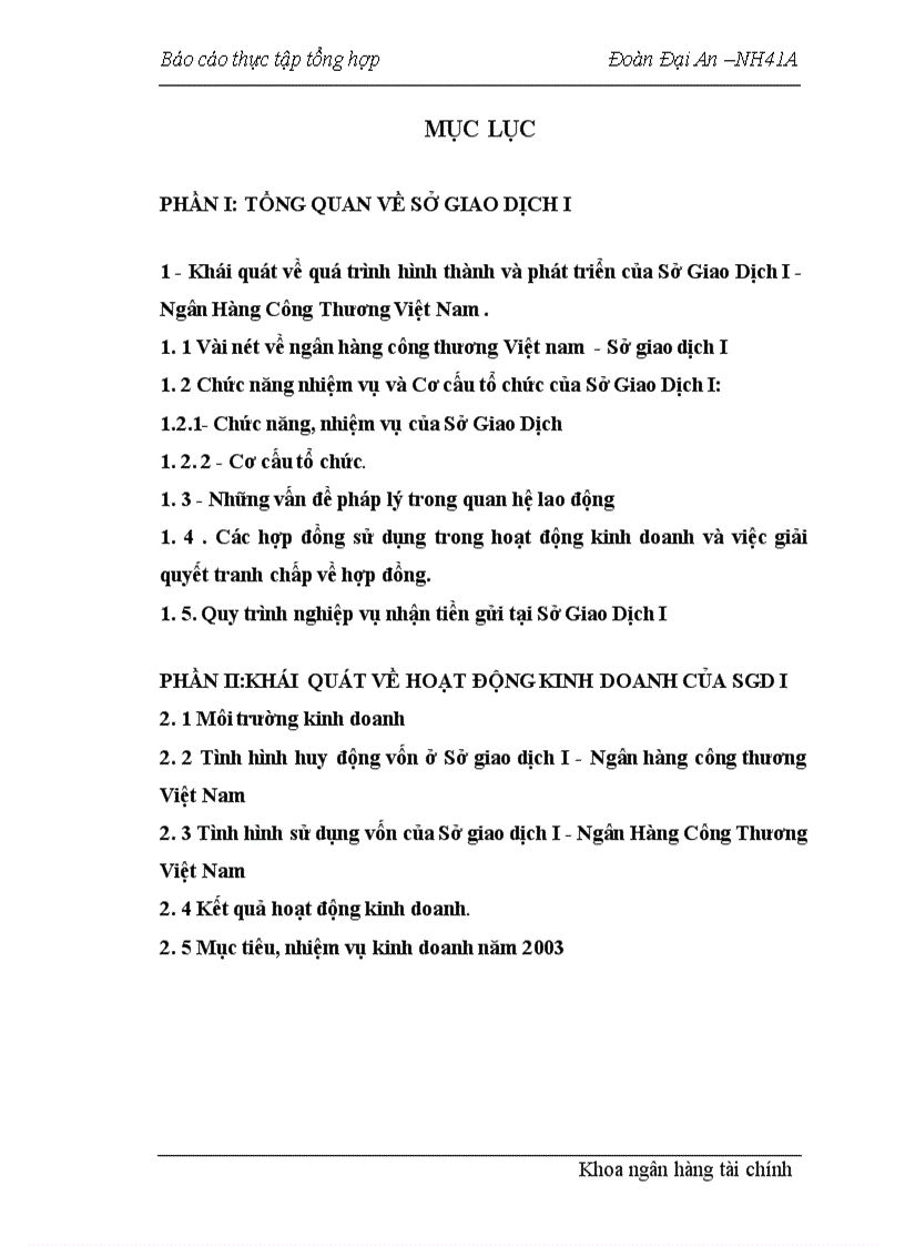 image for page Báo cáo tổng hợp về ngân hàng công thương Việt nam Sở giao dịch I