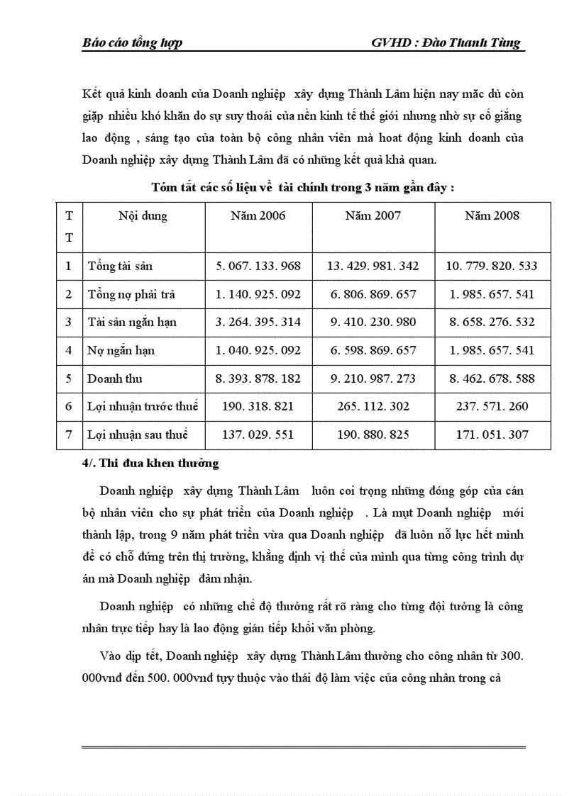 image for page Báo cáo tổng hợp về Doanh nghiệp xây dựng Thành Lâm