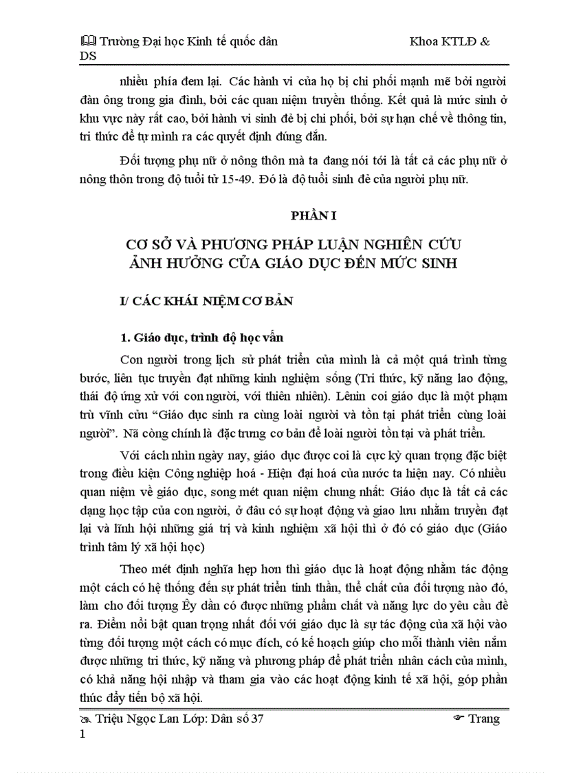 image for page Ảnh hưởng của trình độ học vấn đến mức sinh ở nông thôn Việt Nam