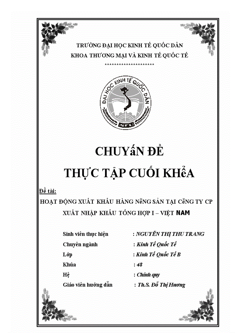 image for page Hoạt động xuất khẩu hàng nông sản tại công ty cp xuất nhập khẩu tổng hợp i việt naM 1