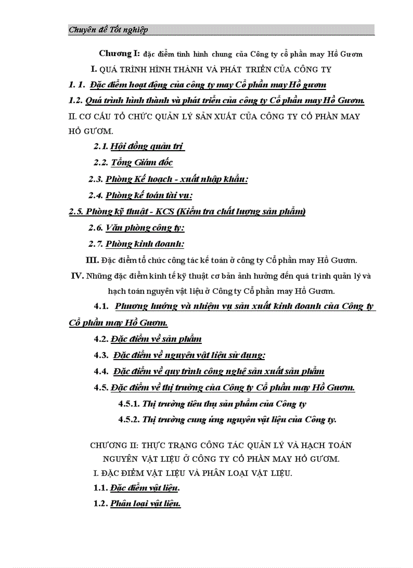 image for page Tổ chức công tác hạch toán nguyên vật liệu ở Công ty Cổ phần may Hồ Gươm 1