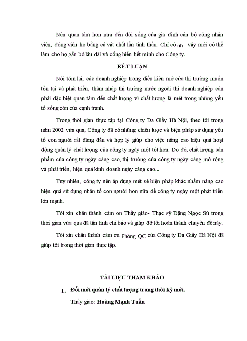 image for page Yếu tố con người trong quản lý chất lượng tại Công ty Da Giầy Hà Nội