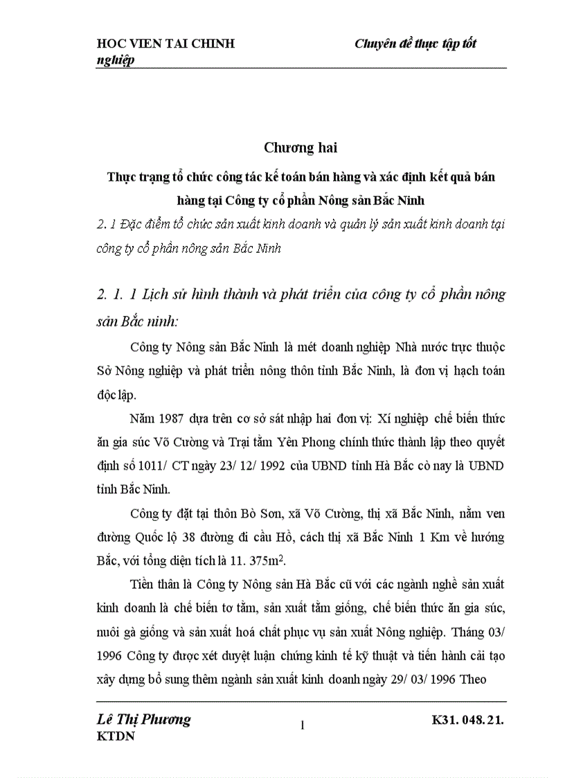image for page Phương hướng hoàn thiện công tác kế toán bán hàng và xác định kết quả bán hàng tại Công ty cổ phần nông sản Bắc Ninh