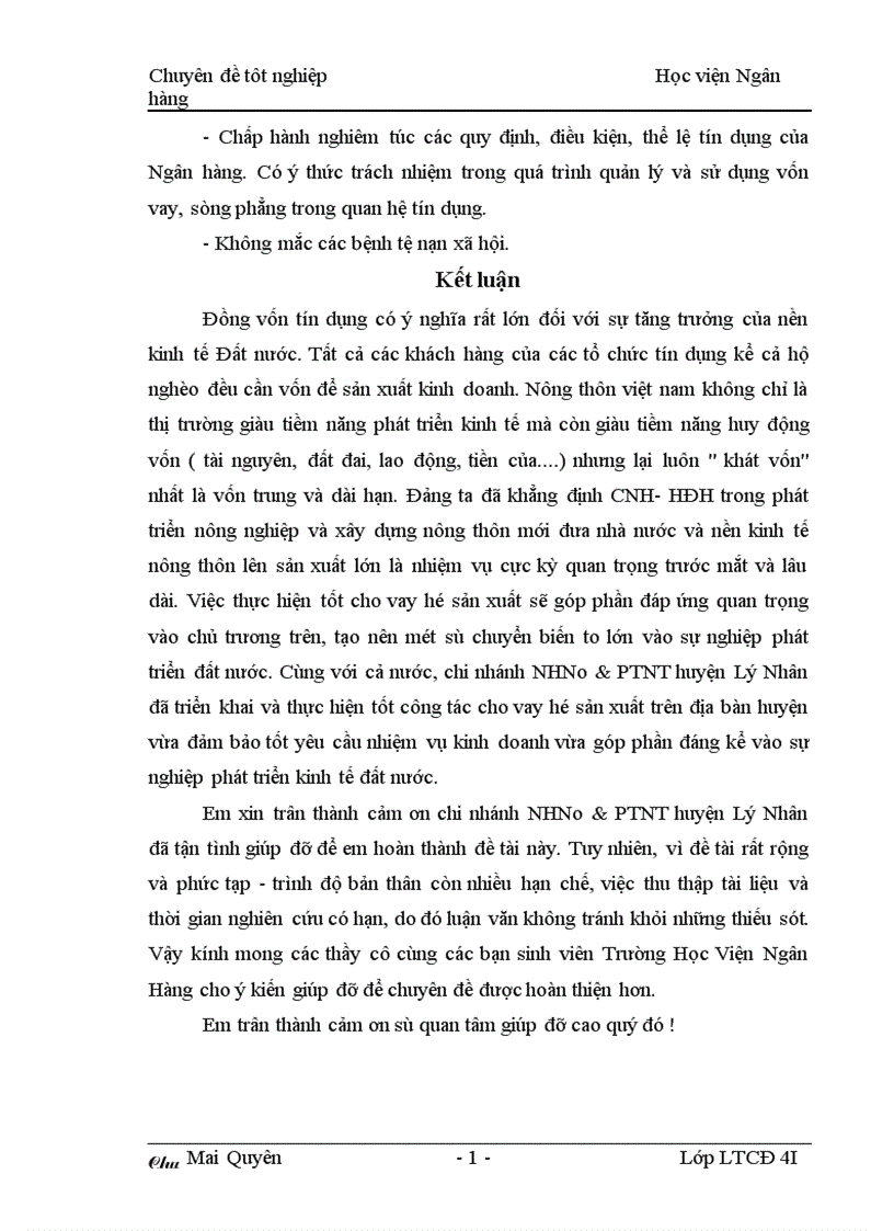 image for page Một số giải pháp nâng cao hiệu quả cho vay đối với hộ sản xuất ở Ngân hàng nông nghiệp huyện Lý Nhân tỉnh Hà Nam