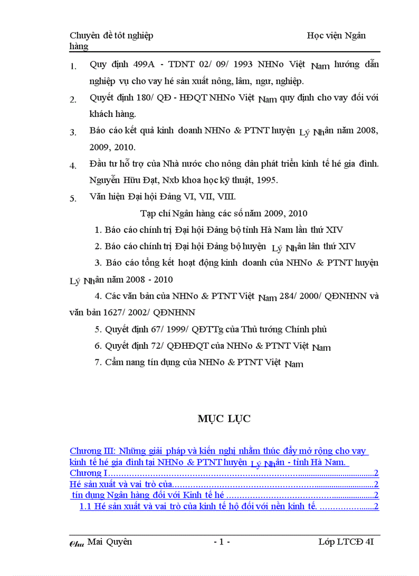 image for page Một số giải pháp nâng cao hiệu quả cho vay đối với hộ sản xuất ở Ngân hàng nông nghiệp huyện Lý Nhân tỉnh Hà Nam