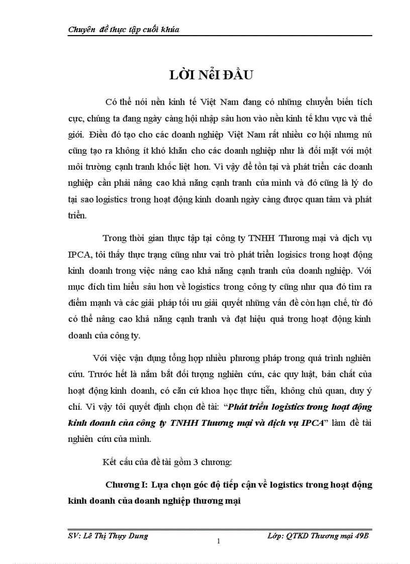 image for page Phát triển logistics trong hoạt động kinh doanh của công ty TNHH Thương mại và dịch vụ IPCA