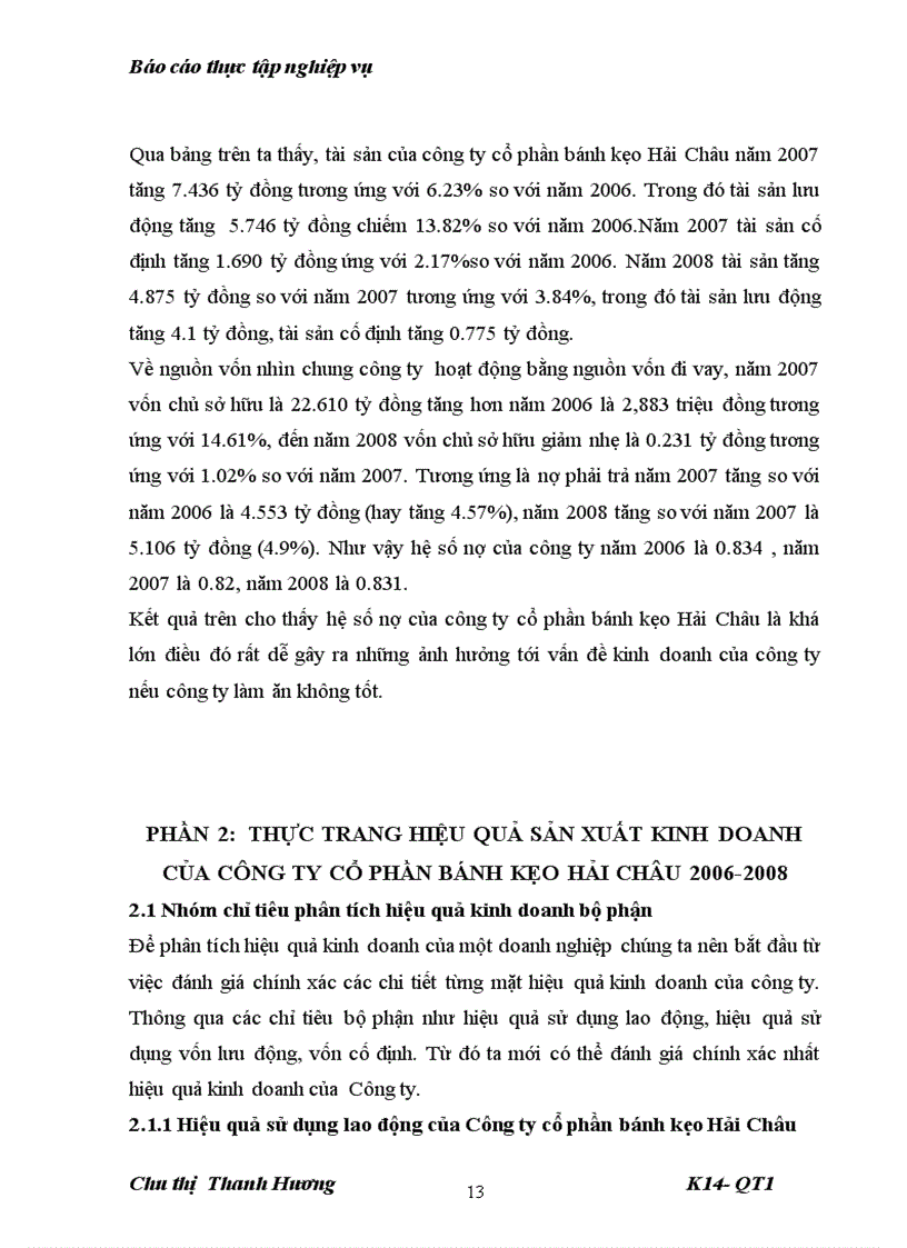image for page Báo cáo thực tập tổng hợp tại công ty cổ phần bánh kẹo Hải Châu