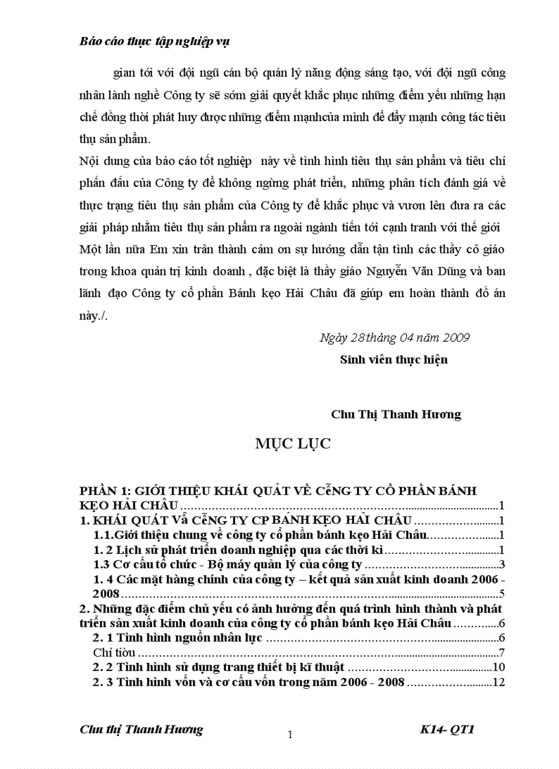 image for page Báo cáo thực tập tổng hợp tại công ty cổ phần bánh kẹo Hải Châu