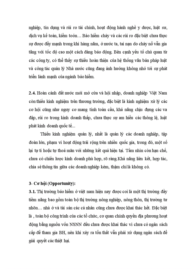 image for page Phân tích môi trường kinh doanh bảo hiểm của Việt Nam Tập đoàn Bảo Việt bằng mô hình SWOT để đưa ra phương hướng chiến lược kinh doanh