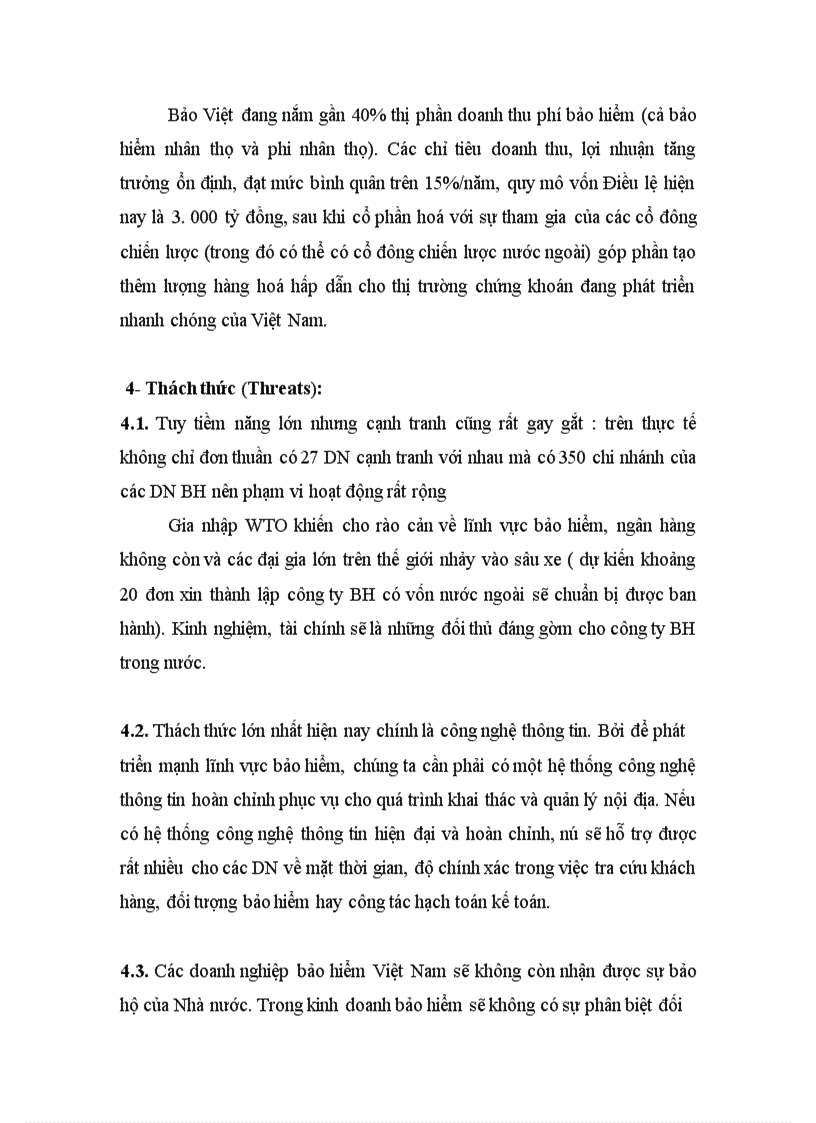 image for page Phân tích môi trường kinh doanh bảo hiểm của Việt Nam Tập đoàn Bảo Việt bằng mô hình SWOT để đưa ra phương hướng chiến lược kinh doanh