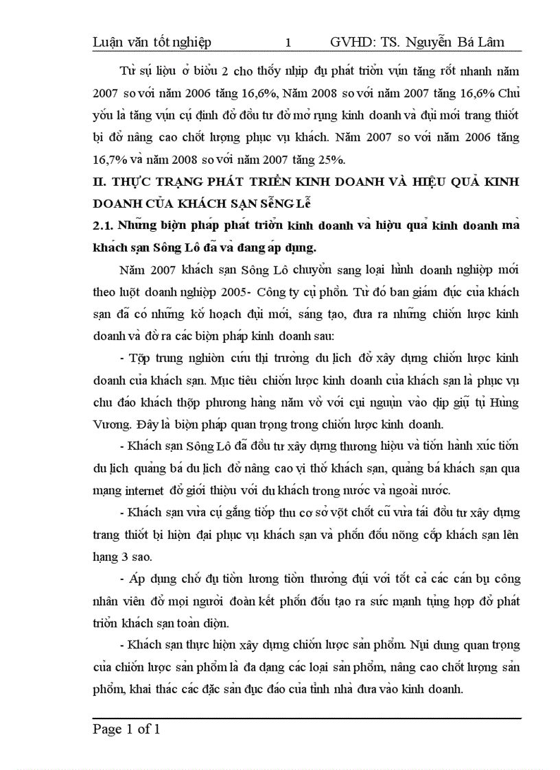 image for page Thực trạng và giải pháp nâng cao chất lượng sản phẩm tại khách sạn Sông Lô