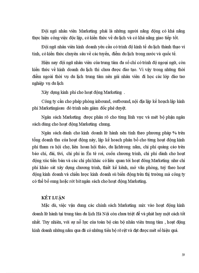 image for page Vận dụng các chính sách Marketing mix tại Trung tâm Du lịch Hà Nội 1