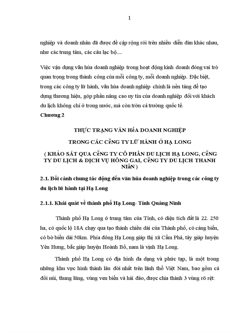 image for page Văn hóa doanh nghiệp trong các công ty du lịch lữ hành ở Hạ Long