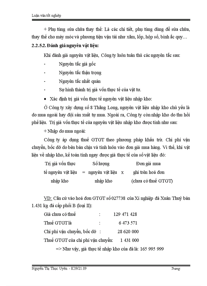 image for page Tổ chức công tác kế toán nguyên vật liệu ở Công ty xây dựng số 8 Thăng Long 1