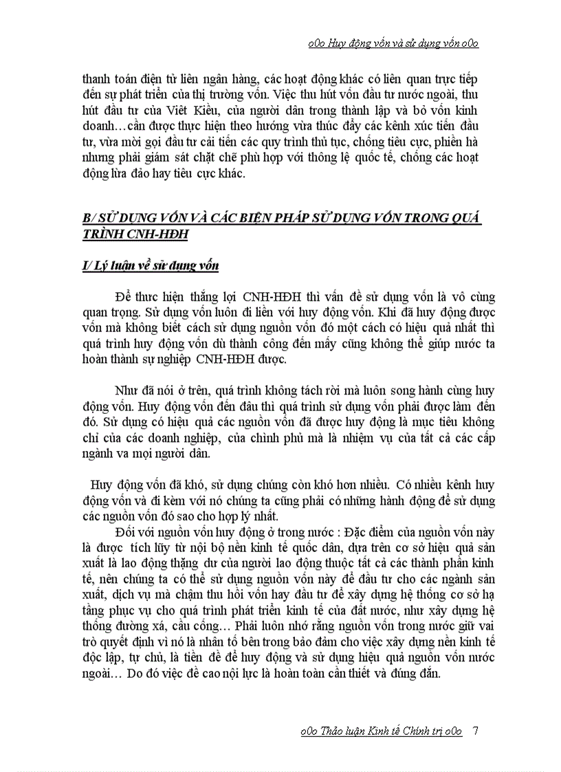 image for page Huy động vốn và sử dụng vốn có hiệu quả trong quá trình CNH HĐH ở nước ta hiện nay