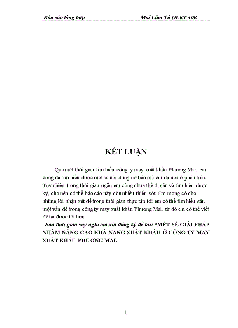 image for page Báo cáo tổng hợp về Công ty may xuất khẩu Phương Mai