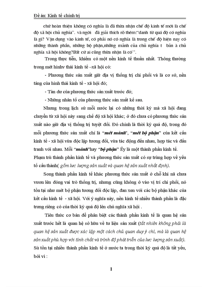 image for page Phân tích cơ cấu kinh tế nhiều thành phần ở nước ta mà Đại hội Đảng IX đã nêu và ích lợi của việc sử dụng nó vào việc phát triển kinh tế xã hội trong thời kỳ quá độ lên CNXH ở Việt Nam