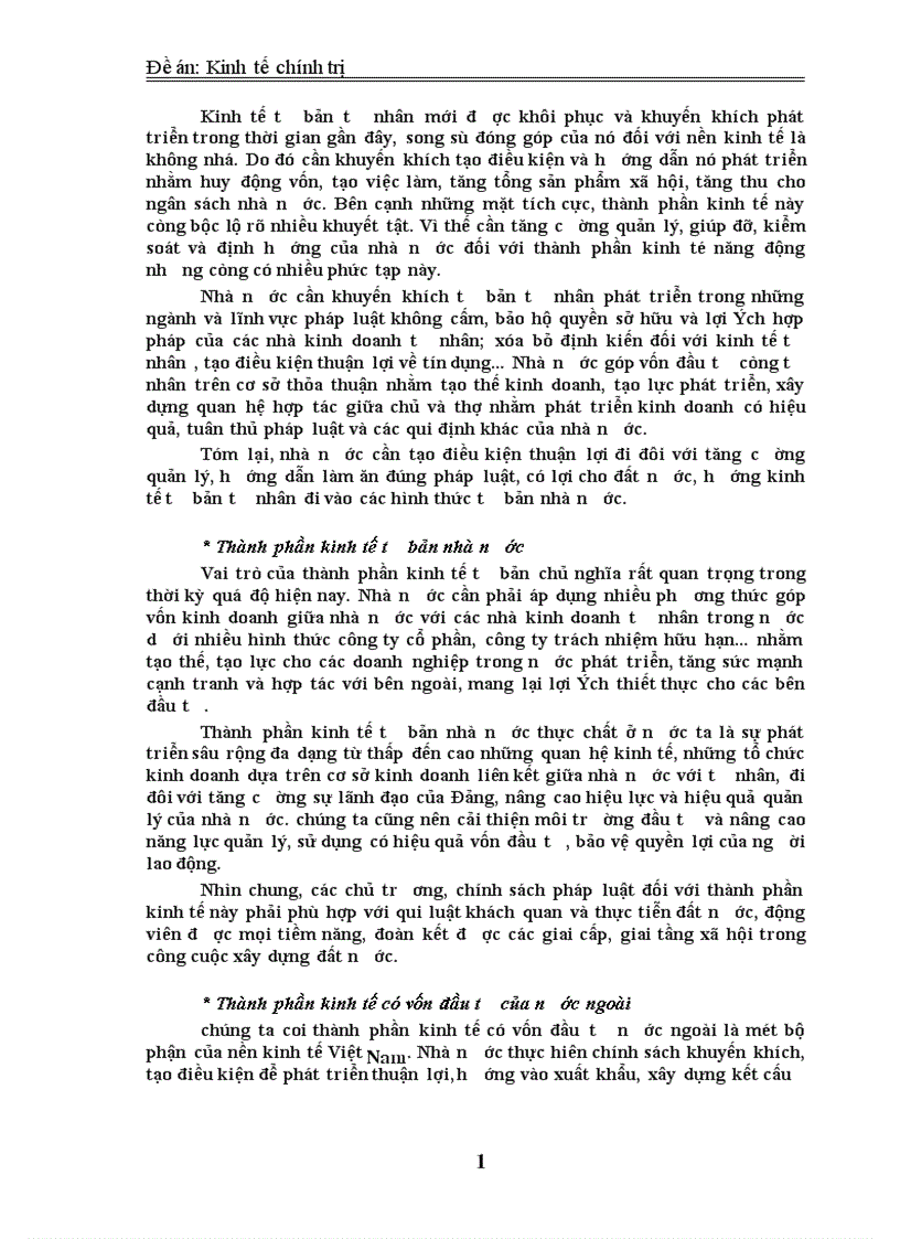 image for page Phân tích cơ cấu kinh tế nhiều thành phần ở nước ta mà Đại hội Đảng IX đã nêu và ích lợi của việc sử dụng nó vào việc phát triển kinh tế xã hội trong thời kỳ quá độ lên CNXH ở Việt Nam
