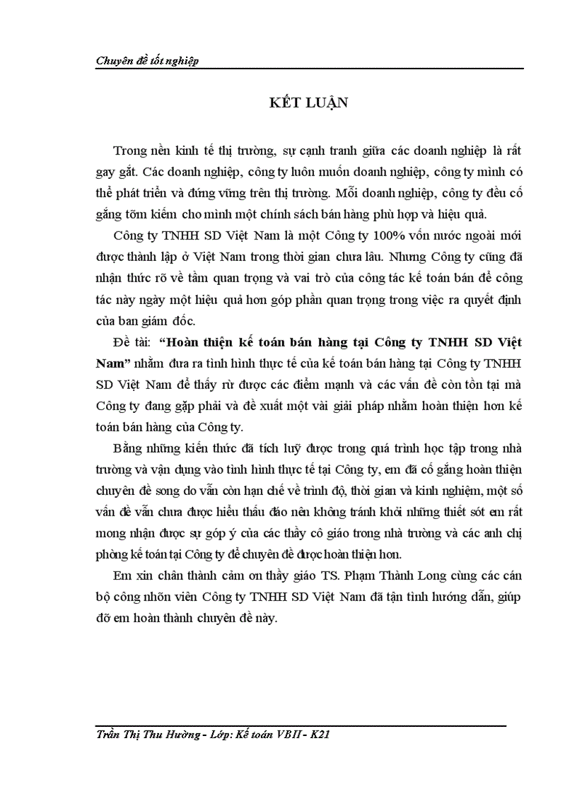 image for page Hoàn thiện kế toán bán hàng tại Công ty TNHH SD Việt Nam 1
