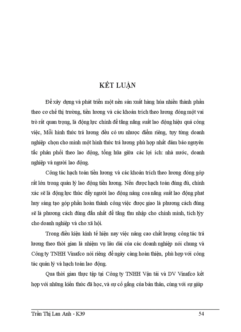 image for page Hoàn thiện công tác tiền lương và các khoản trích theo lương tại Công ty TNHH Vận tải và dịch vụ VINAFCO 1