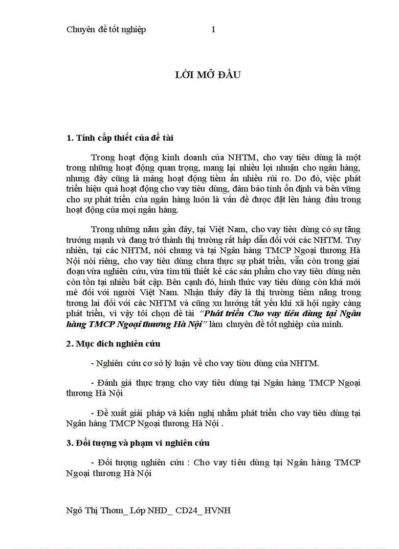 image for page Phát triển Cho vay tiêu dùng tại Ngân hàng TMCP Ngoại thương Hà Nội