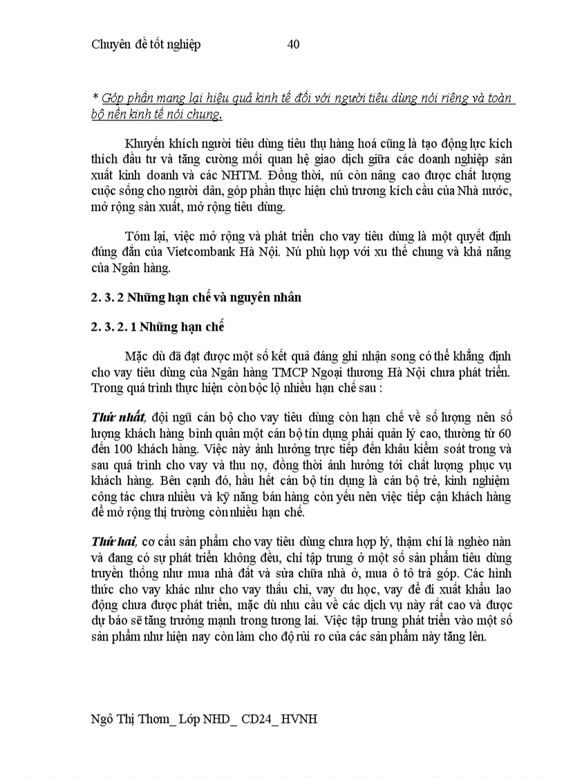 image for page Phát triển Cho vay tiêu dùng tại Ngân hàng TMCP Ngoại thương Hà Nội