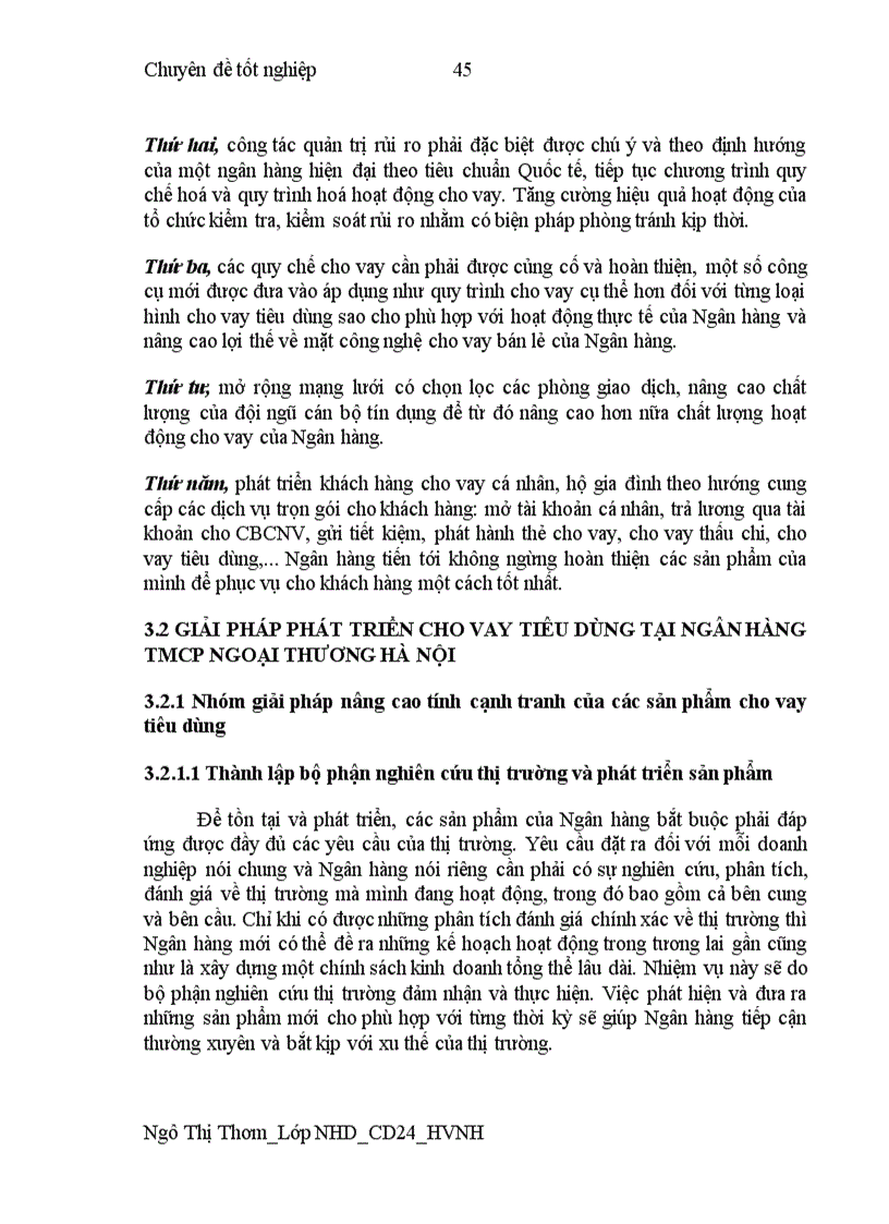 image for page Phát triển Cho vay tiêu dùng tại Ngân hàng TMCP Ngoại thương Hà Nội