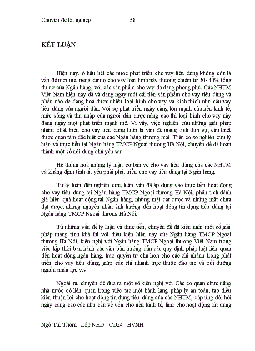 image for page Phát triển Cho vay tiêu dùng tại Ngân hàng TMCP Ngoại thương Hà Nội