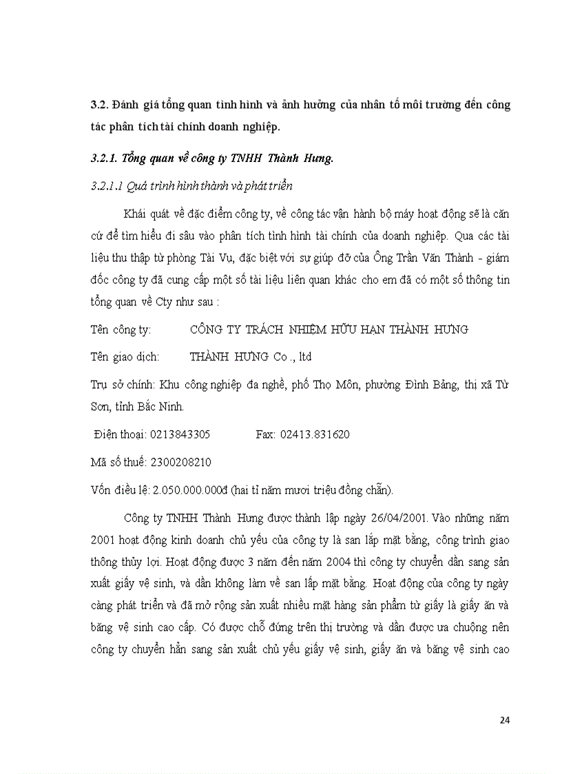 image for page Phân tích tình hình tài chính DN và một số giải pháp nhằm nâng cao khả năng tài chính của Cty TNHH Thành Hưng