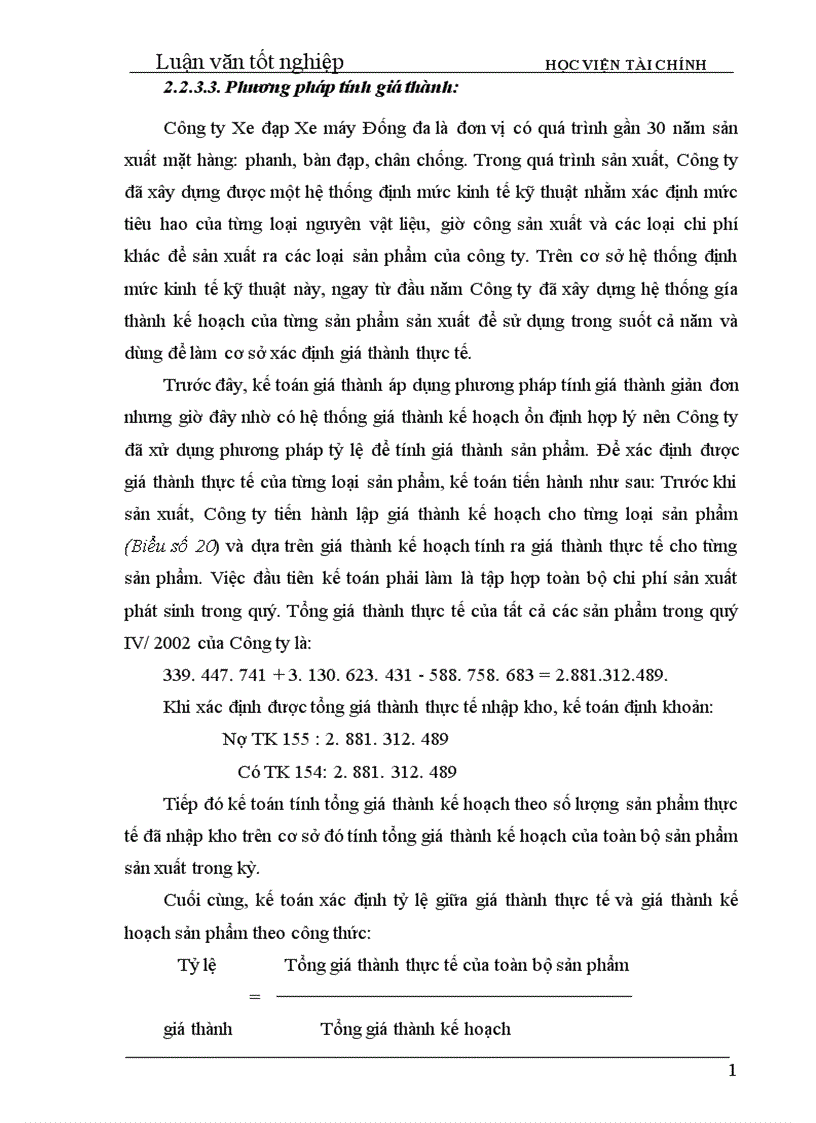 image for page Tổ chức công tác kế toán tập hợp chi phí sản xuất và tính giá thành sản phẩm ở Công ty xe đạp xe máy Đống Đa Hà Nội 1
