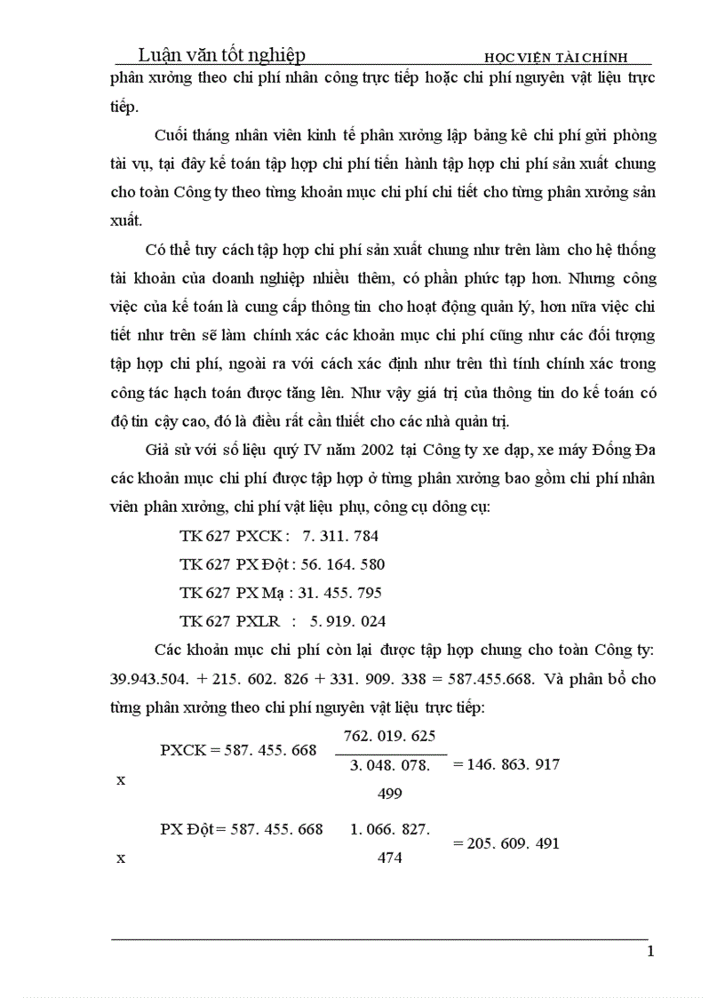 image for page Tổ chức công tác kế toán tập hợp chi phí sản xuất và tính giá thành sản phẩm ở Công ty xe đạp xe máy Đống Đa Hà Nội 1