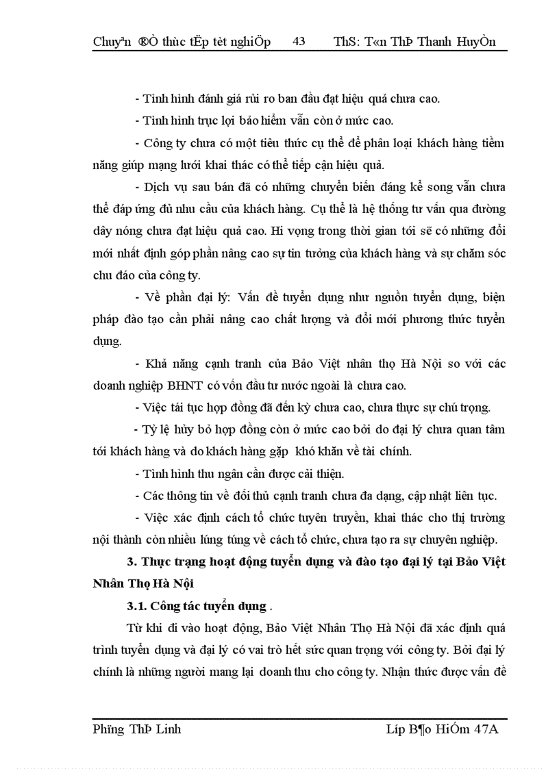 image for page Thực trạng công tác tuyển dụng và đào tạo đại lý tại Bảo Việt Nhân Thọ Hà Nội 1