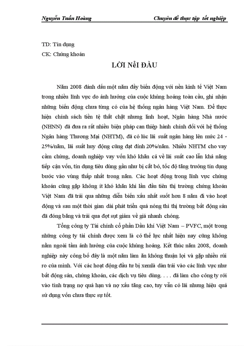 image for page Thực trạng và giải pháp nhằm nâng cao hiệu quả sử dụng vốn tại Tổng công ty tài chính cổ phần Dầu khí Việt Nam PVFC 1