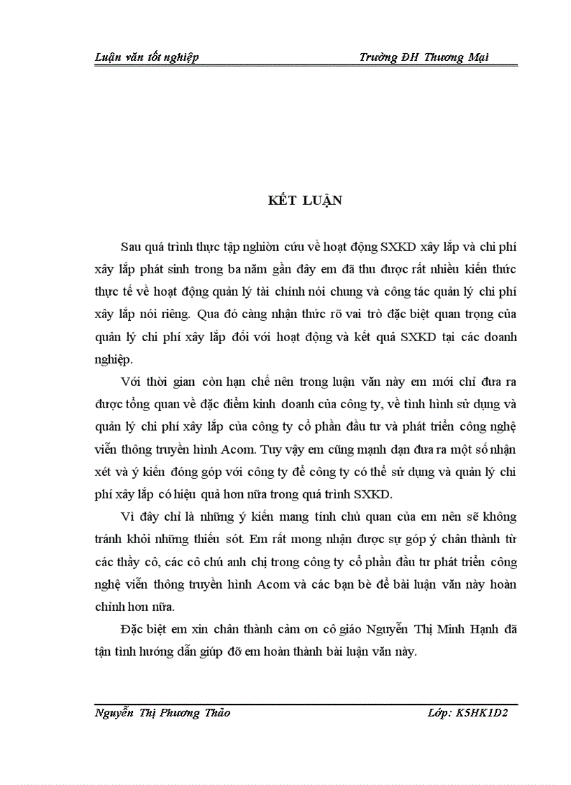 image for page Quản lý chi phí xây lắp tại Công ty cổ phần đầu tư và phát triển công nghệ viễn thông truyền hình Acom 1